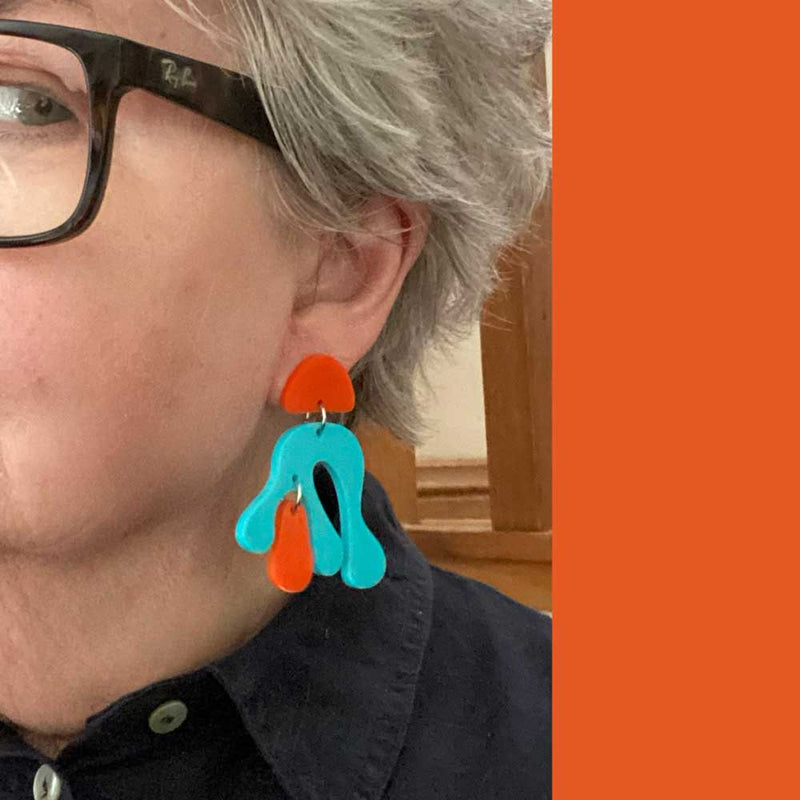 Bella Earrings – Aqua and Orange