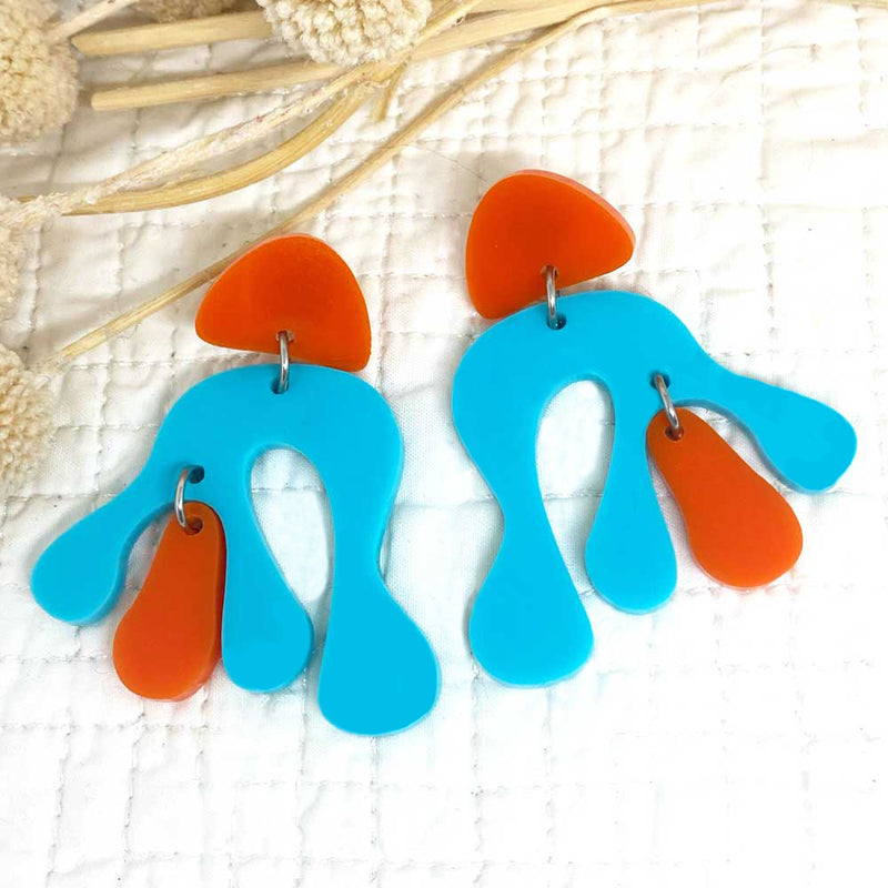 Bella Earrings – Aqua and Orange