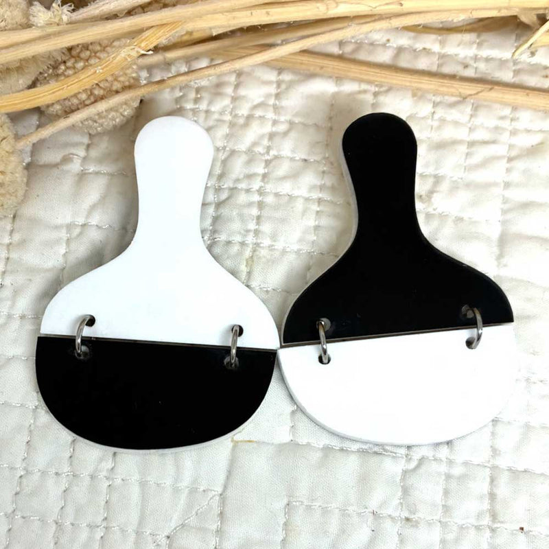 Bat Earrings - Black and White