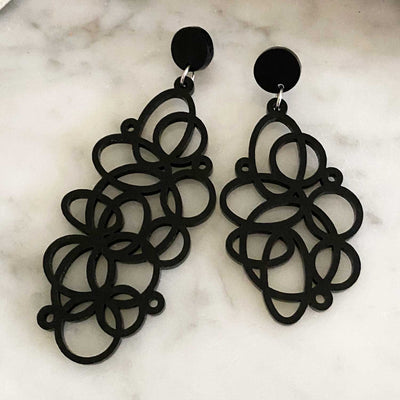 Bubbles Earrings – Black - Asymmetric Style