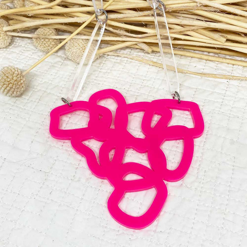 Calamari Necklace Short Necklace- Hot Pink