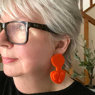 Double Pebble Earrings – Orange