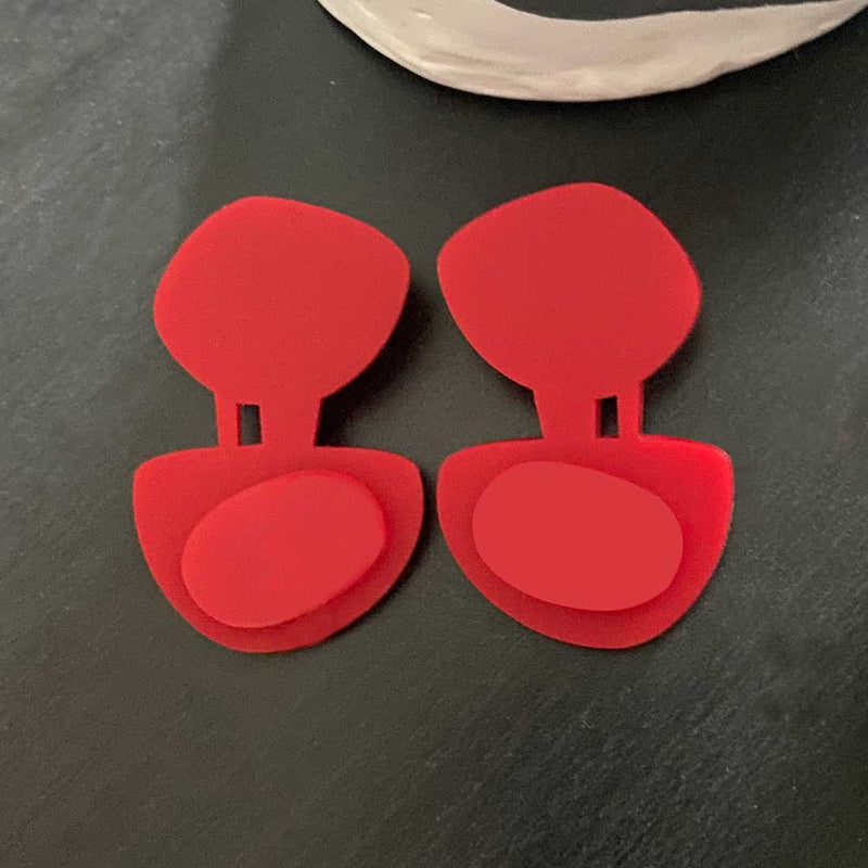Double Pebble Earrings – Red