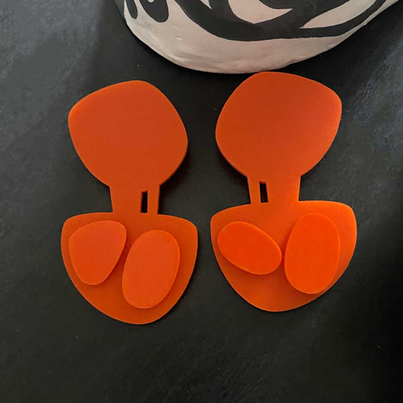 Double Pebble Earrings – Orange