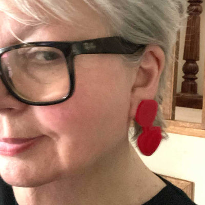 Double Pebble Earrings – Red