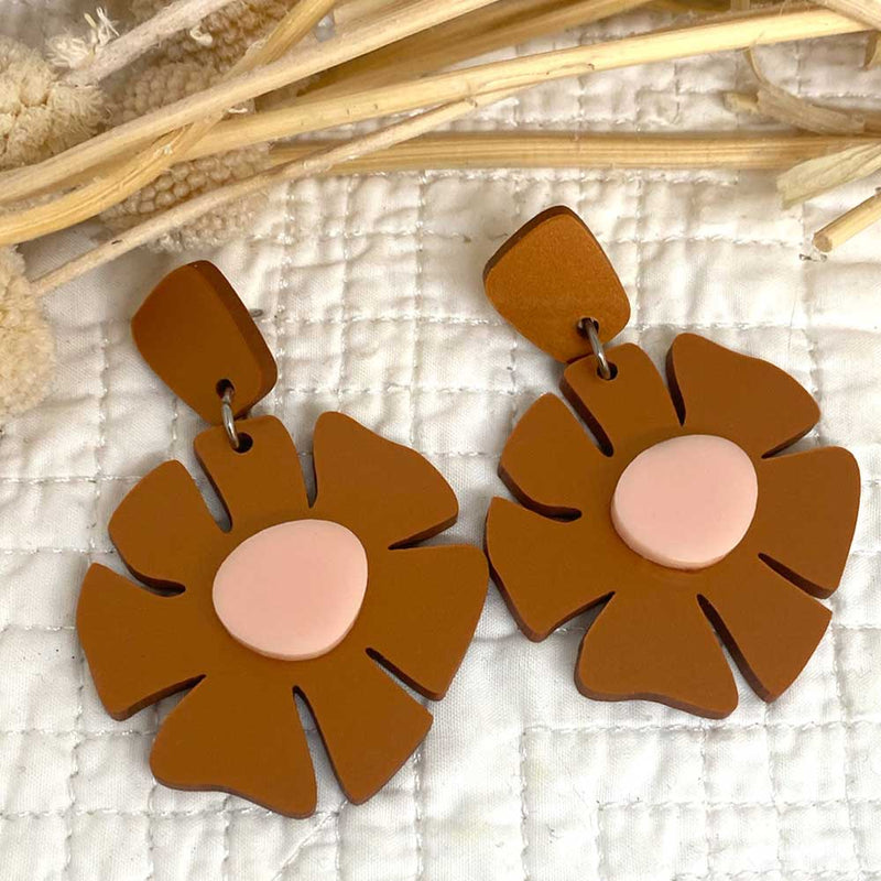 Flo Earring - copper and pale pink