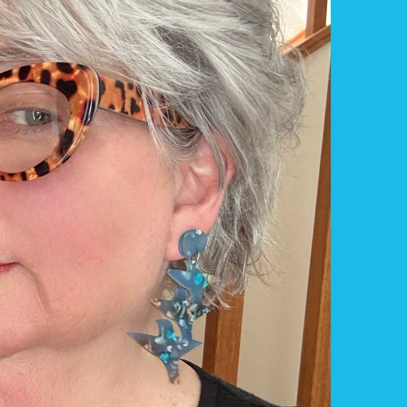 Flight Earrings – blue speckled