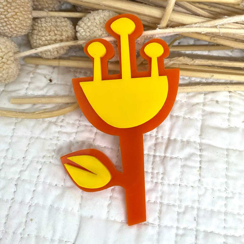 Flower Brooch - Orange and Yellow