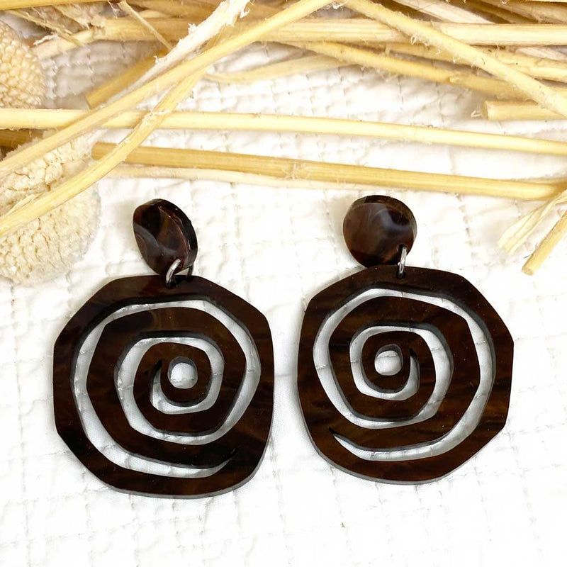 Fossil Earrings - Brown