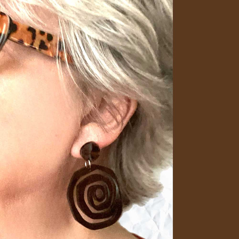 Fossil Earrings - Brown