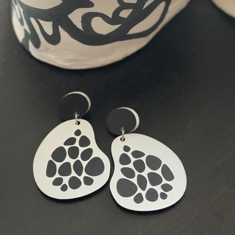 Spotty Earrings - white and black