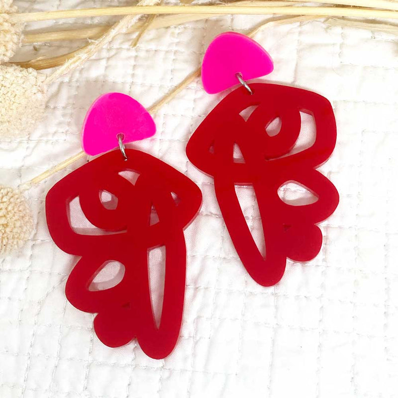 Milly Earrings – Red and Pink