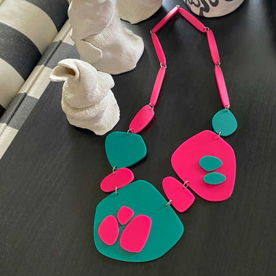 Teal and Hot Pink Necklace