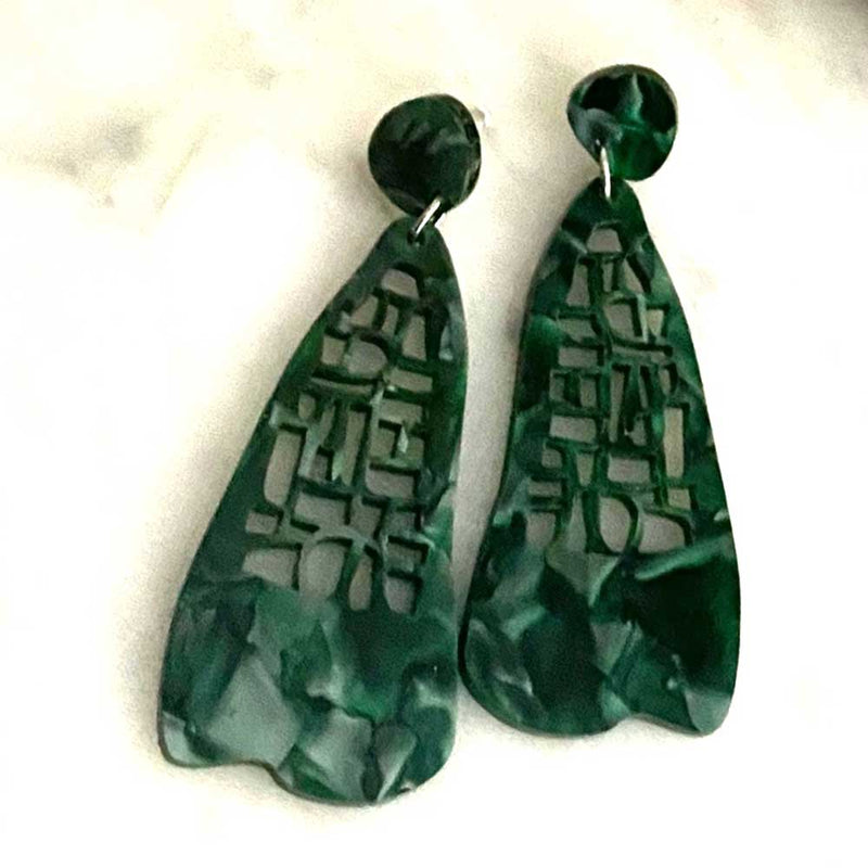 Nest Long earrings - dark green