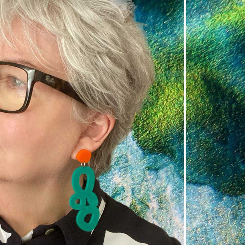 Odette Earring - Jade and Orange