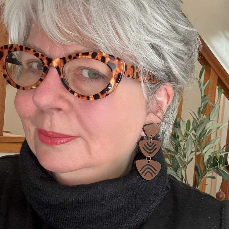 Roberta Earrings - copper black etch