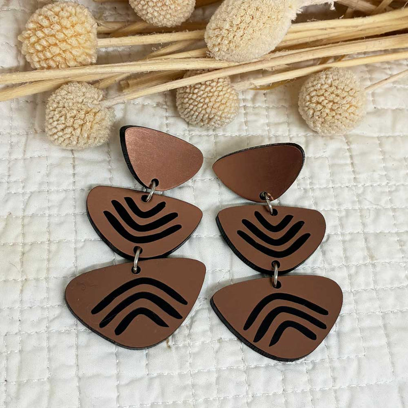 Roberta Earrings - copper black etch
