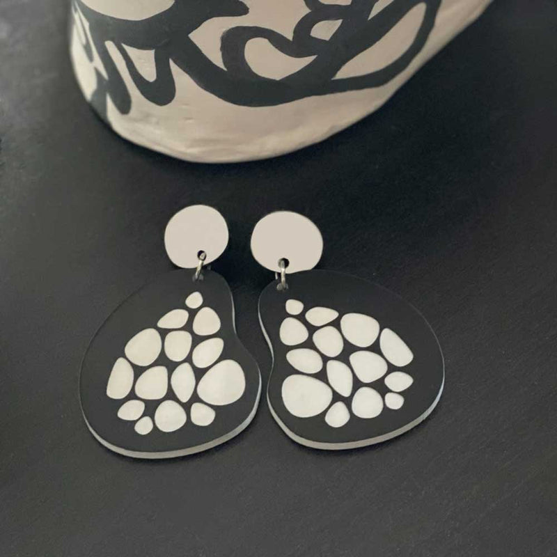 Spotty Earrings - black and white