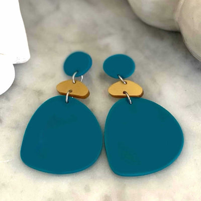 Pebbles Trio Earrings – Teal and Gold