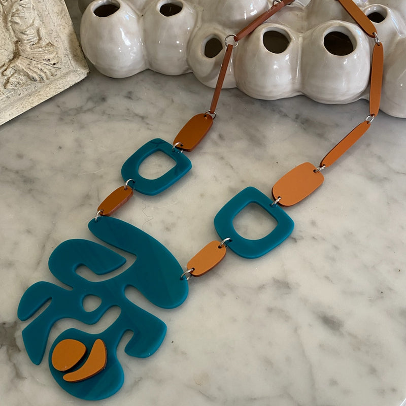 Teal and Copper Necklace