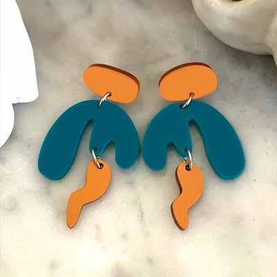 Foxy Earrings – Teal and Copper