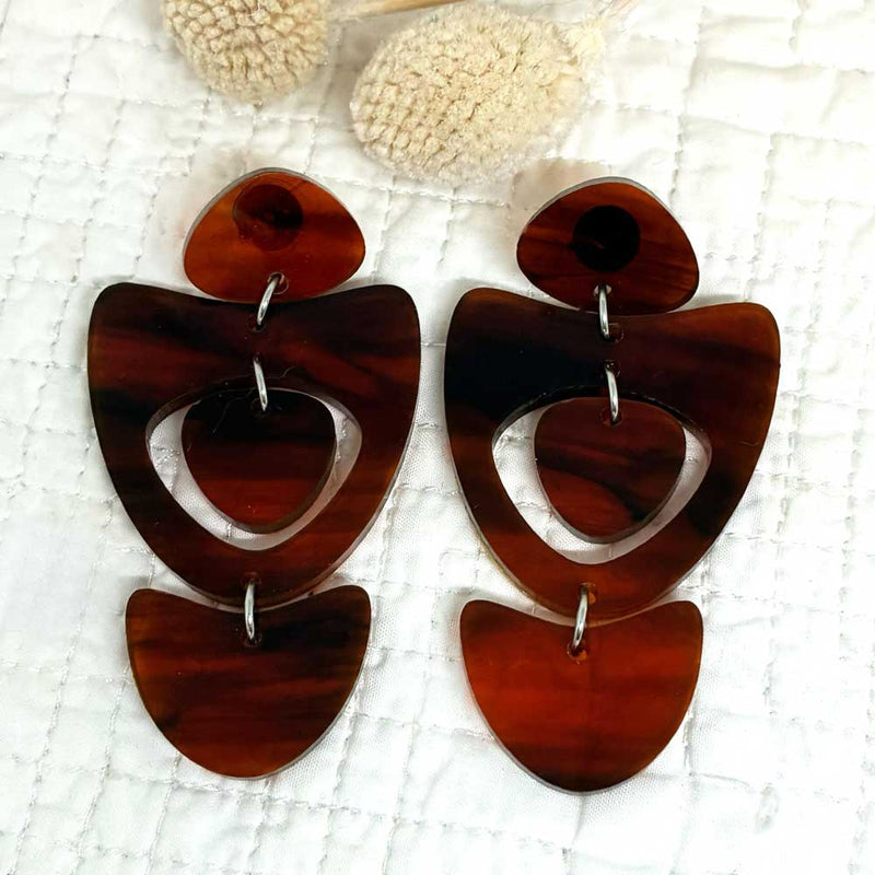 Tria Earring -Tortoiseshell Acrylic