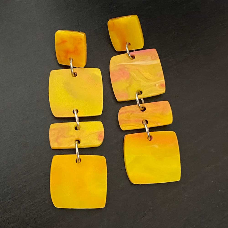 Triplet Earrings - yellow earrings