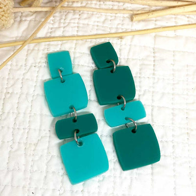 Triplet Earrings - Teal Aqua