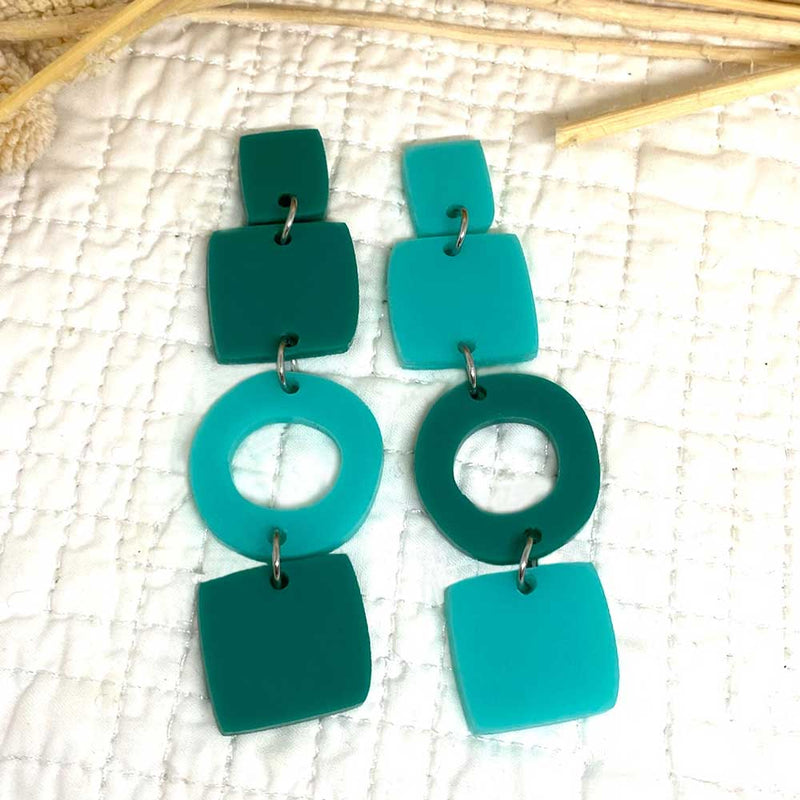 Triplet V2 Earrings - Teal Aqua