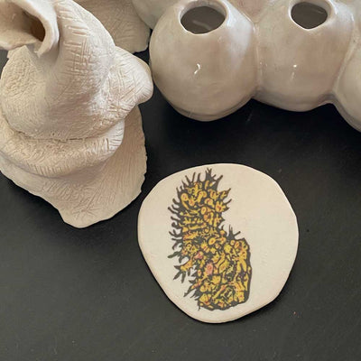 Yellow Porcelain Brooch