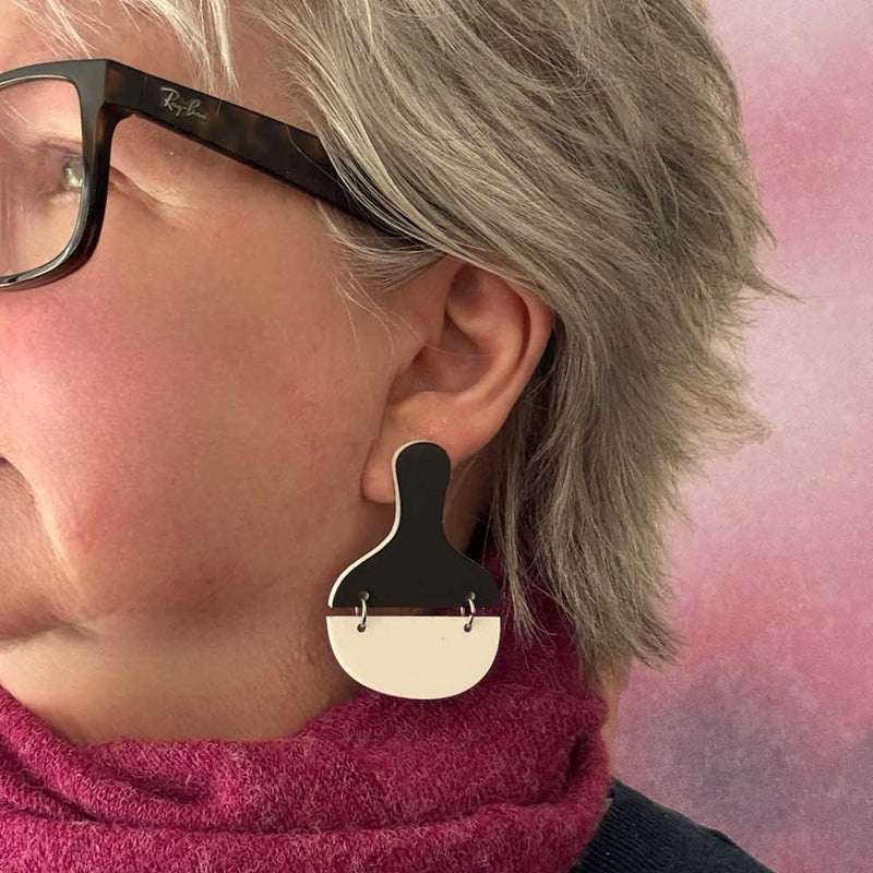 Bat Earrings - Black and White