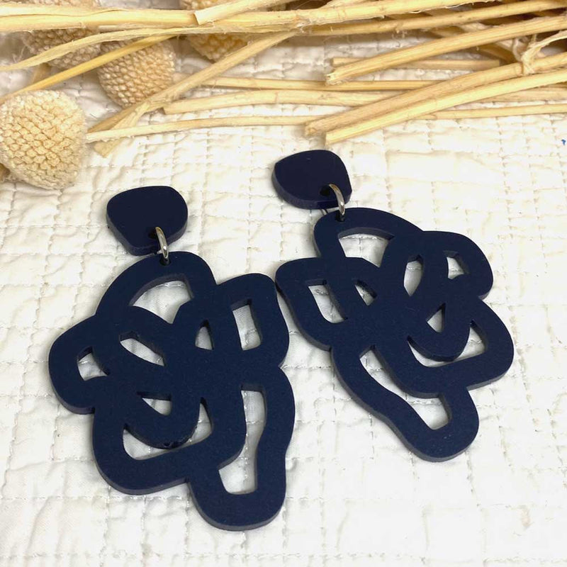 Calamari earrings - dark blue