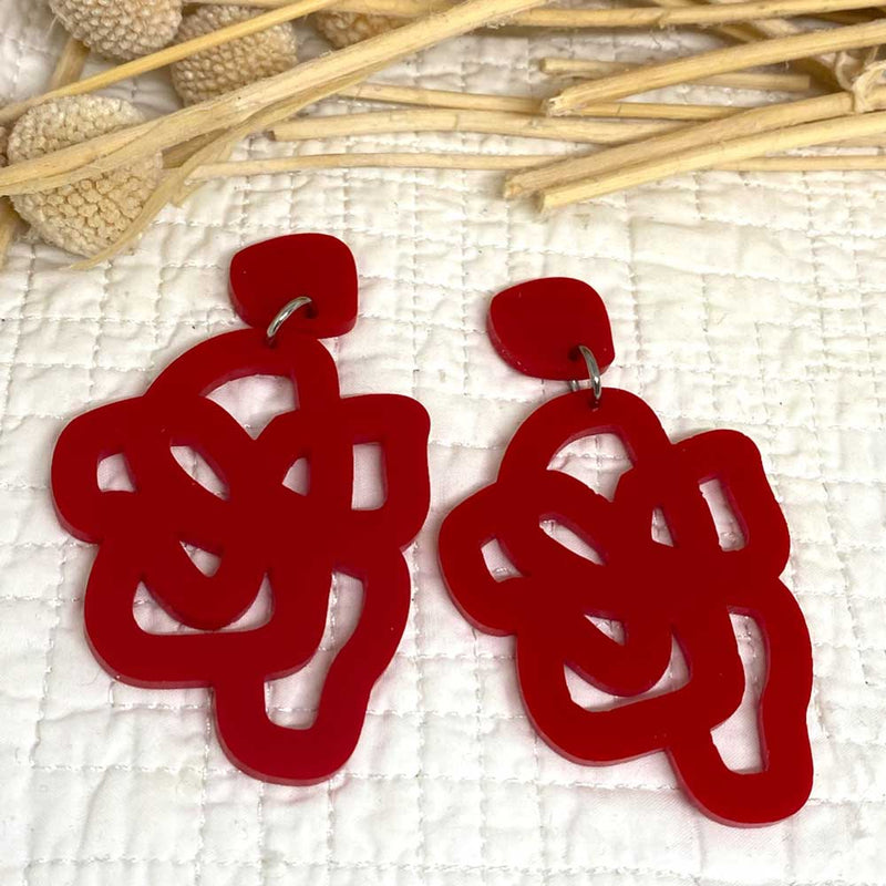 Calamari earrings - red