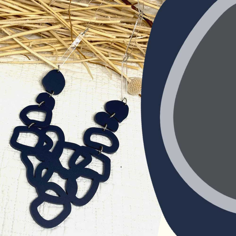 Calamari Centrepiece Necklace - Dark Blue