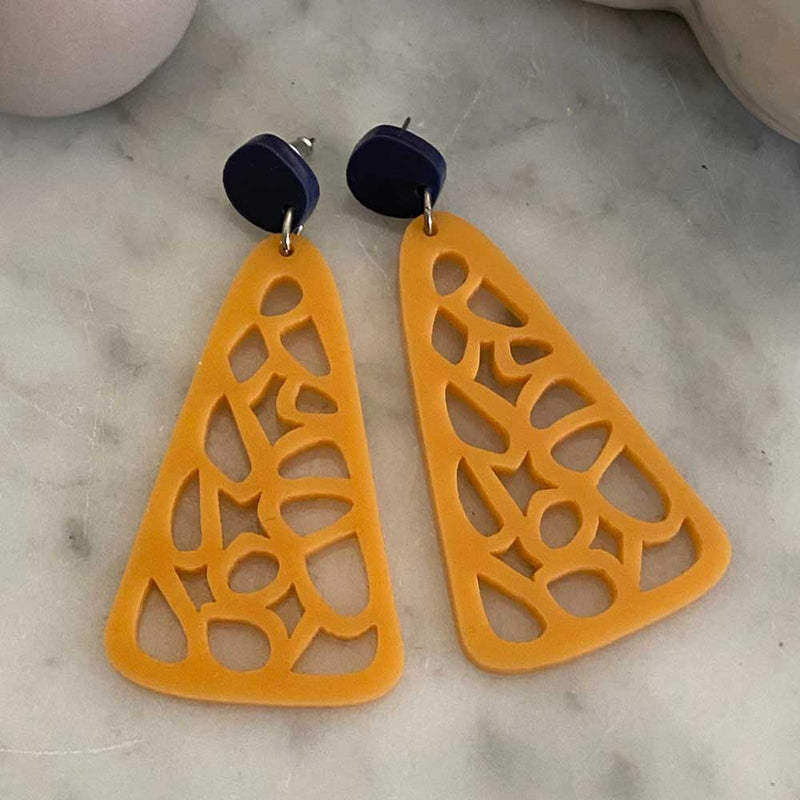 Connie earrings - Ochre and Navy