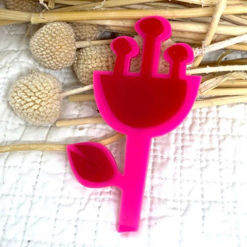 Flower Brooch - Pink and Red