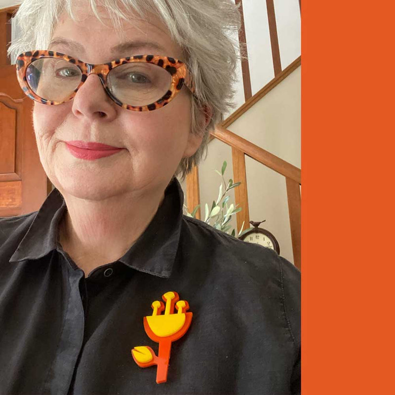 Flower Brooch - Orange and Yellow