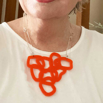 Calamari Necklace Short Necklace- Orange