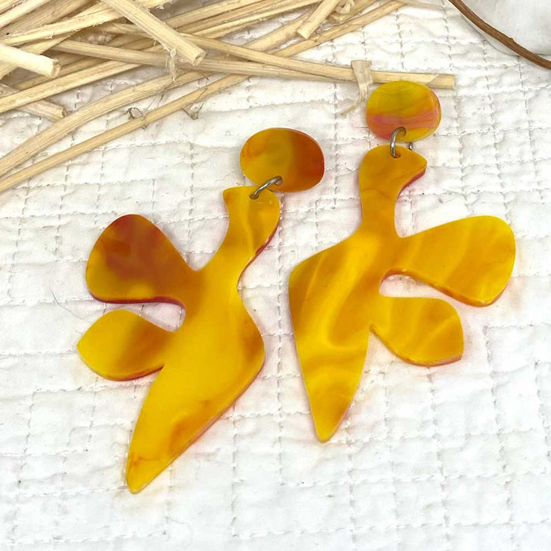 Snap dragon - yellow orange earrings