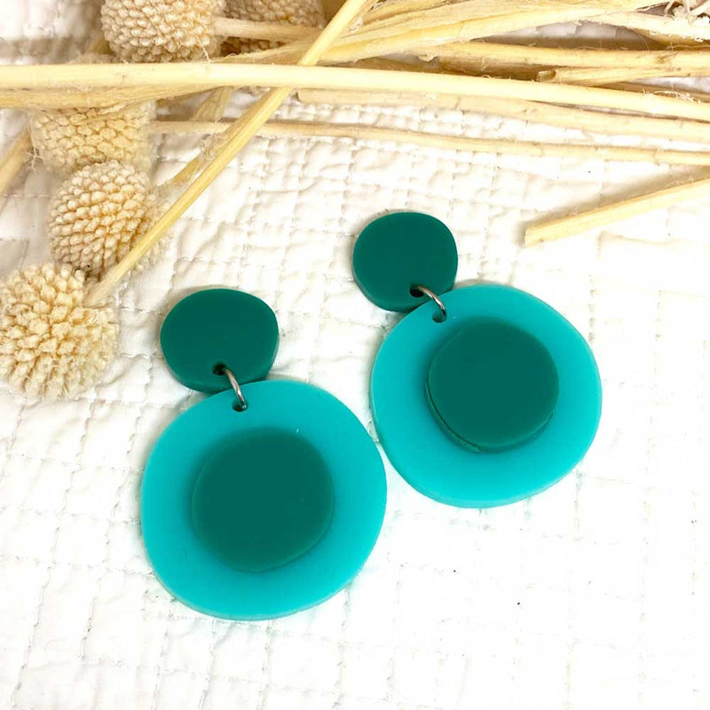 Triplet Earrings - Aqua, teal