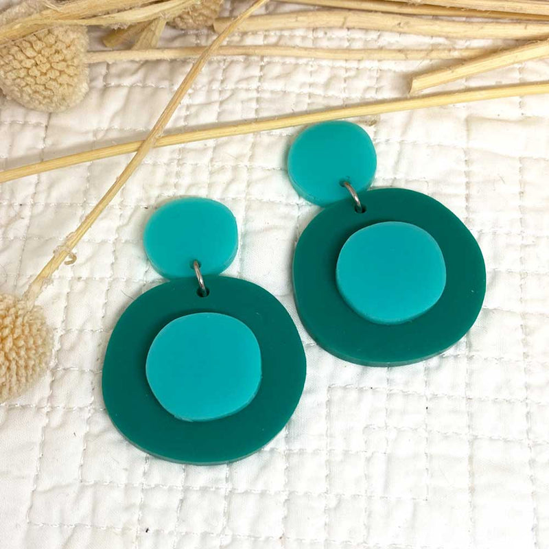 Triplet Earrings - Teal, Aqua