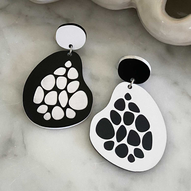 Spotty Earrings - Black and White
