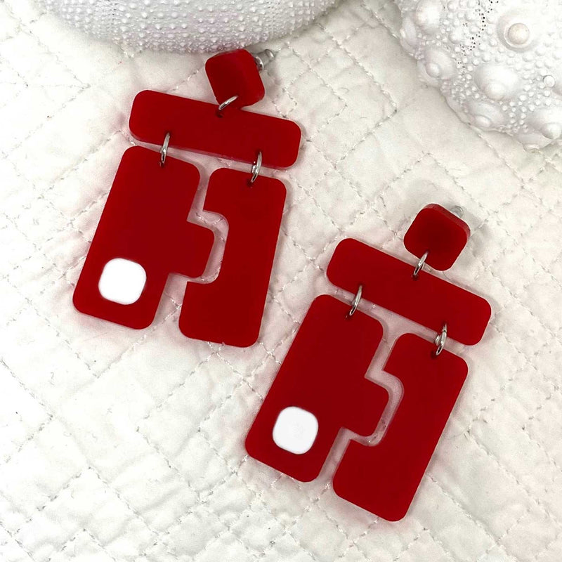 Domino No. 1 Earring - Red and White