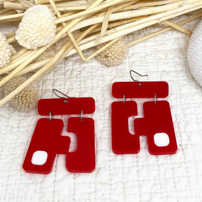 Domino No. 1 Earring - Red and White