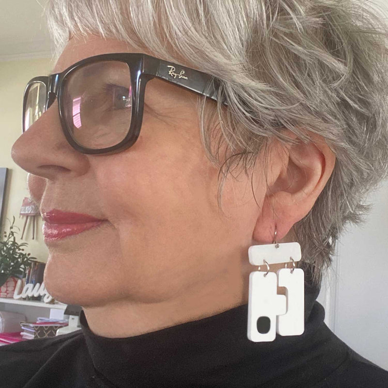 Domino No. 1 Earring - White and Black