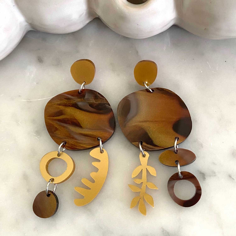Bojangles Earrings – Espresso Brown,and Gold