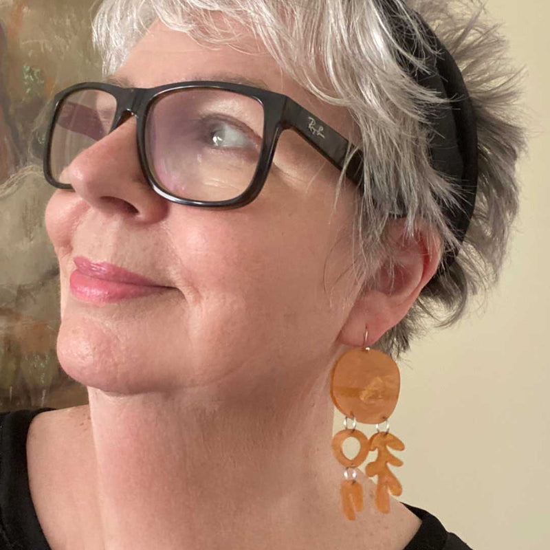 Bojangles Earrings – Caramel Marble effect