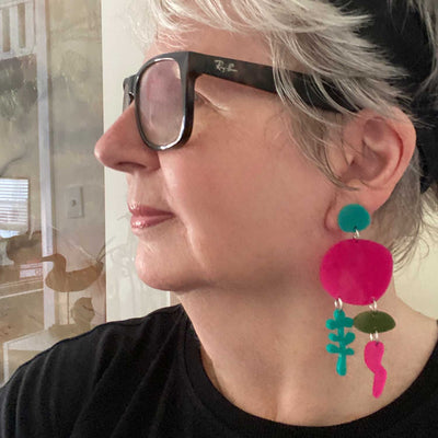 Bojangles earrings – Crimson, Jade and Olive