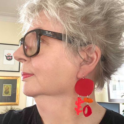 Bojangles earrings – Red, Neon Red and Orange