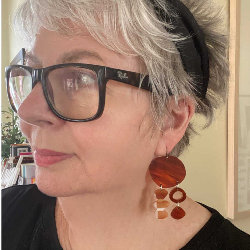 Bojangles Earrings – Tortoiseshell, Caramel and White